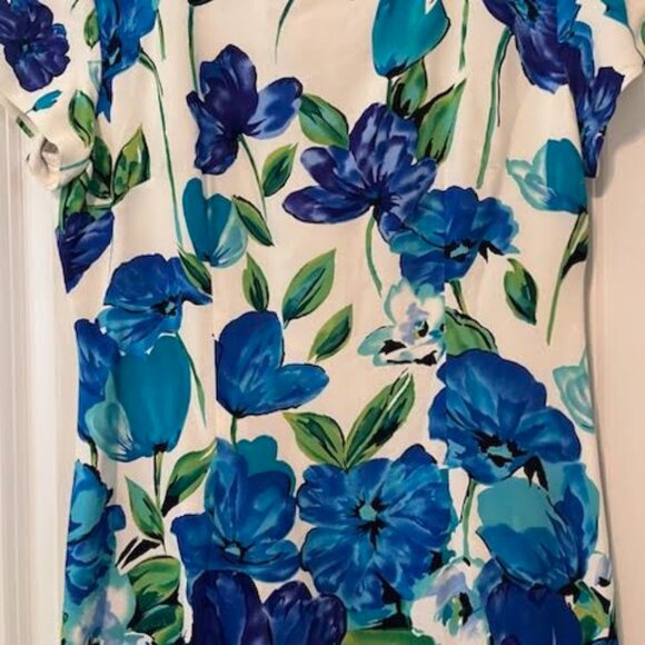 Jessica Howard Dress Womens Sz 10 Cream Blue Floral Midi - Picture 3 of 6